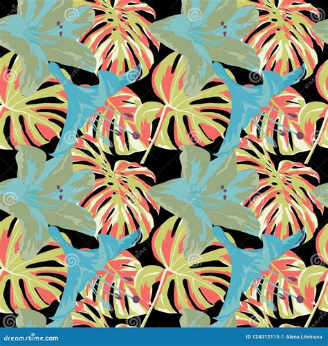 Tropical Print Jungle Seamless Pattern Vector Tropic Summer Motif