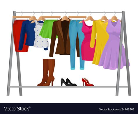 Cartoon Colorful Clothes On Hangers Fashion Vector Image