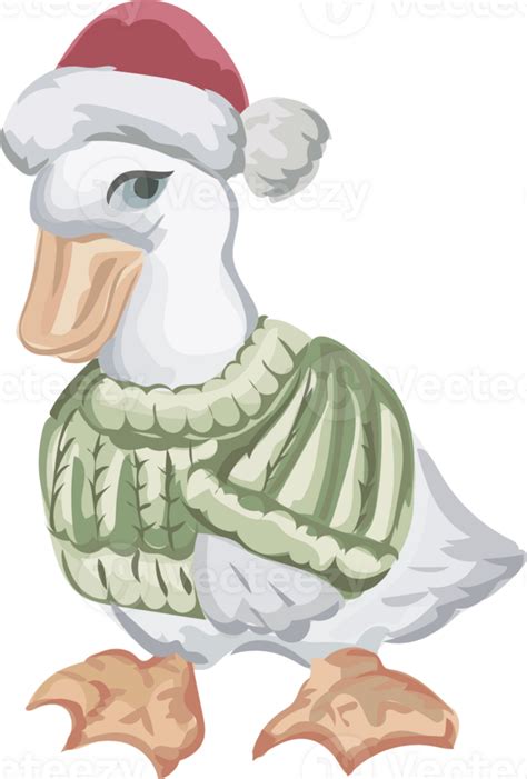 Christmas Duck Cartoon Illustration On Transparent Background 35589110 Png