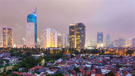 Timelapse View Of Jakarta City Center At Night Stock Footage Video