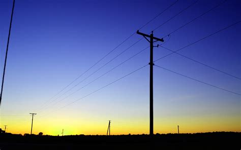 Black Electric Post Photography Landscape Dusk Utility Pole Hd