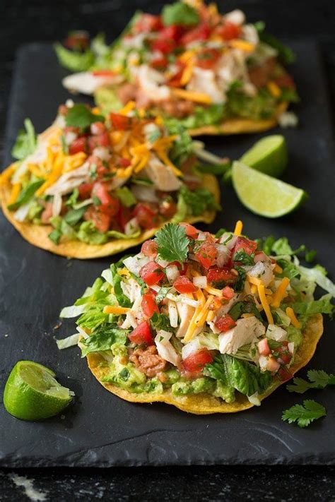 Chicken Tostadas Mexican Food Recipes Appetizers Mexican Food
