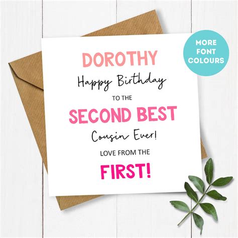 Personalised Happy Birthday To The Second Best Cousin Card Etsy