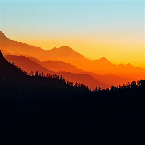 1440x1440 Mountains Silhouette 1440x1440 Resolution Wallpaper Hd