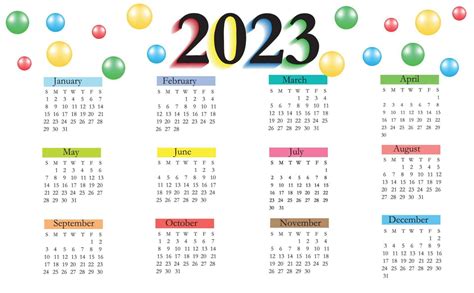 2023 calendario del año con meses semanas días fines de semana y días laborables 7784857