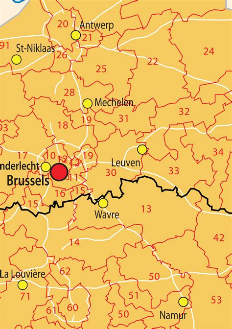 Digital Zip Code Map Belgium 2 Digit 72 The World Of
