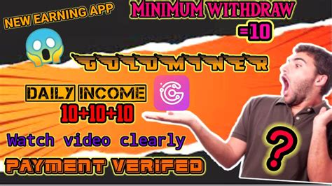 Newearningappgoldminerwithout Investmenthow To Earn Moneyonline
