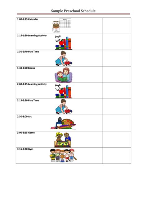 Top Preschool Daily Schedule Templates Free To Download In Pdf Format