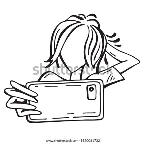 girl takes selfie girl photographs herself stock vector royalty free 1520081732 shutterstock