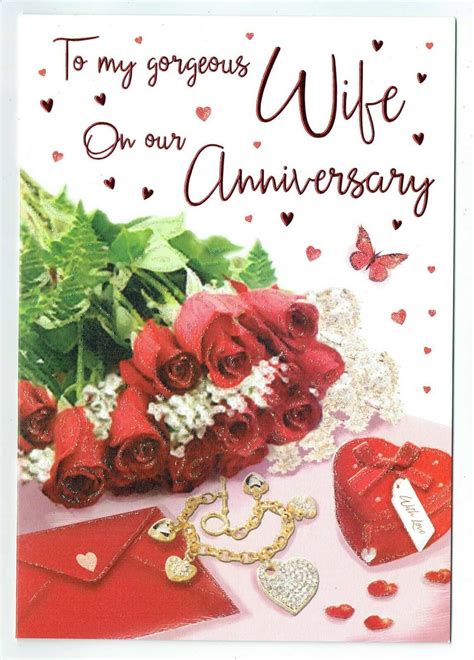 #3 when our path is obscured by mountains, i will climb with you. Wife Anniversary Card With Red Roses 'To My Gorgeous Wife ...