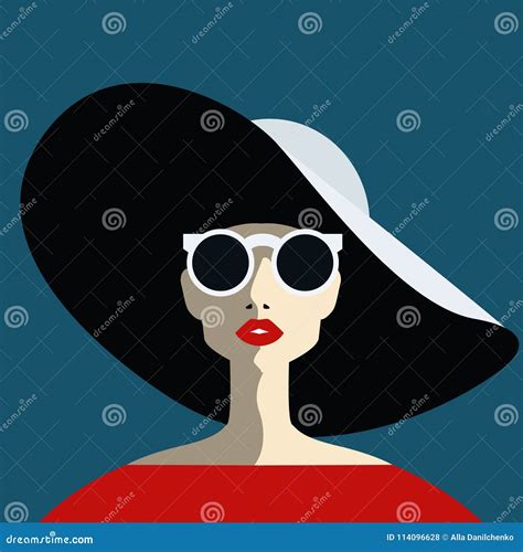 Beautiful Young Woman With Sunglasses And Hat Retro Style Stock Vector Illustration Of Girl