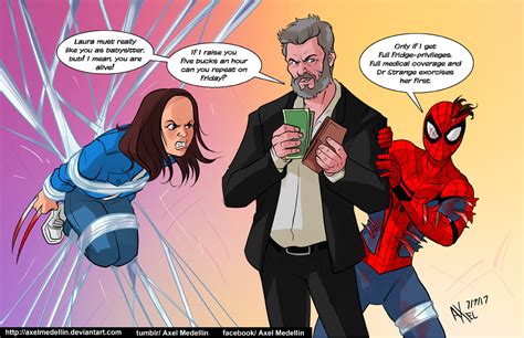 Tliid 349 Spidey Comes Home With Laura And Logan By Axelmedellin On