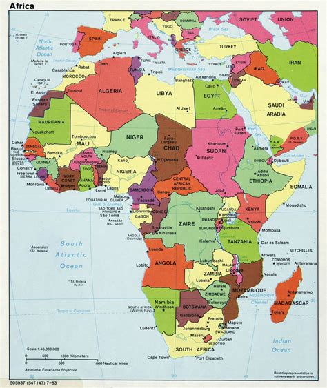 Mapa Político Grande De África Con Las Principales Ciudades Y Capitales 1983 África Mapas