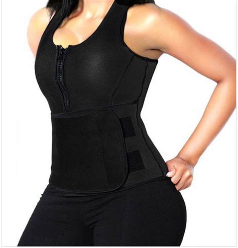 black rubber latex steel boned waist trainer vest with zipper waist cincher body shaper corset