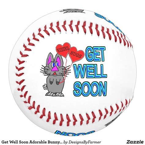 Get Well Soon Adorable Bunny With Hugs And Kisses Softball Zazzle