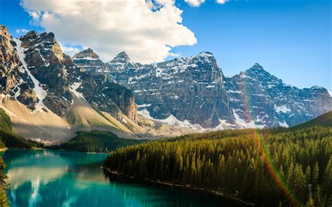 Download Wallpapers Moraine Lake Rainbow 4k Banff National Park