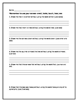 Show, don't tell worksheet by griese girls