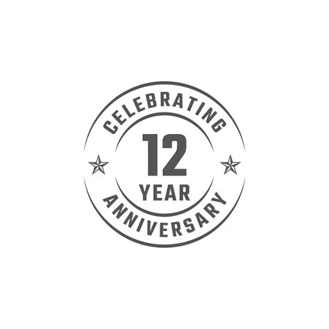 12 Year Anniversary Celebration Emblem Badge With Gray Color For