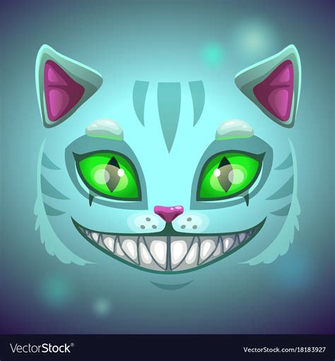 Fantasy Scary Smiling Cat Face Royalty Free Vector Image