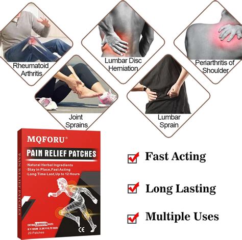 Mqforu Pain Relief Patches Larger Size Pain Relief Plaster 20 Pcs Pain