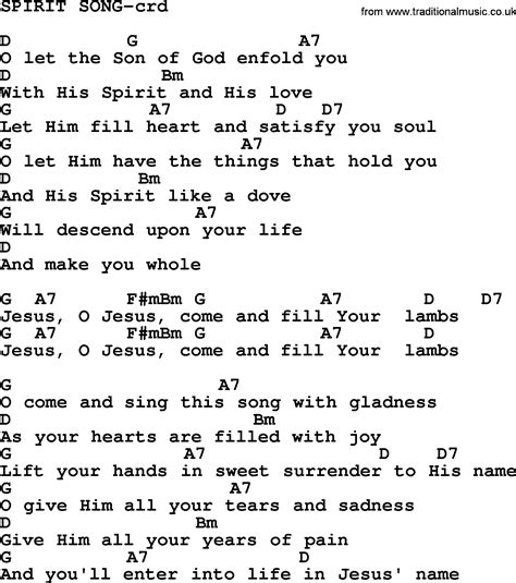 Top 500 Hymn: Spirit Song - lyrics, chords and PDF