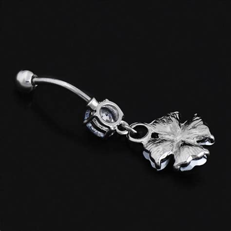 Buy Delicate Retro Crystal Clover Navel Piercing Sexy Belly Button Ring Body Piercing Jewelry