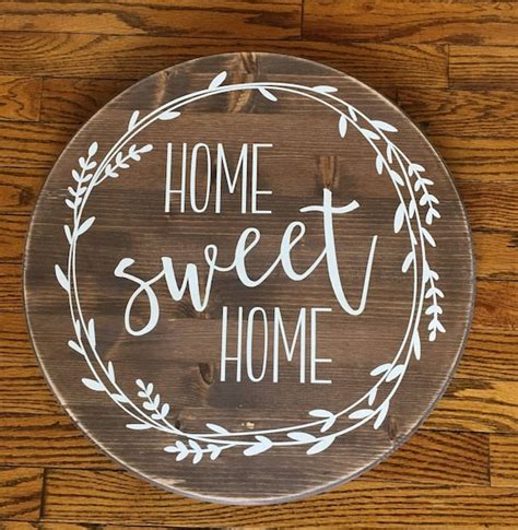 Home Sweet Home Round Wood Sign Farmhouse Decor Rustic Etsy