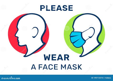 Please Wear A Face Mask Vector Illustration Mask Required Warning