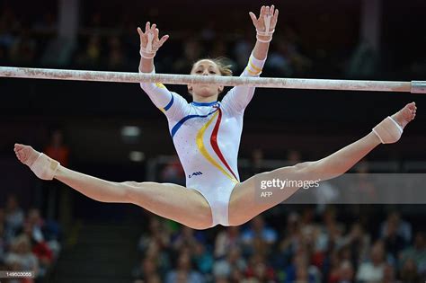 Romanias Gymnast Diana Maria Chelaru Performs On The Uneven Bars