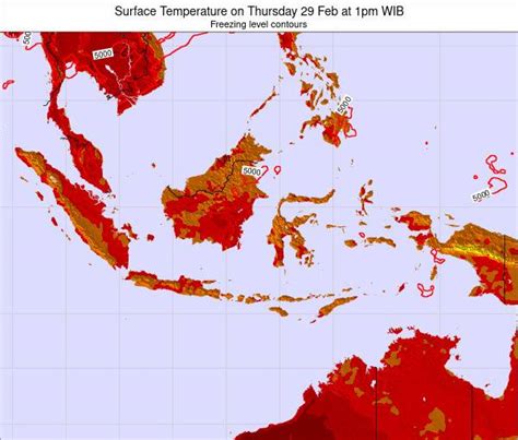 Indonesia Surface Temperature On Tuesday 22 Aug At 1pm Wib