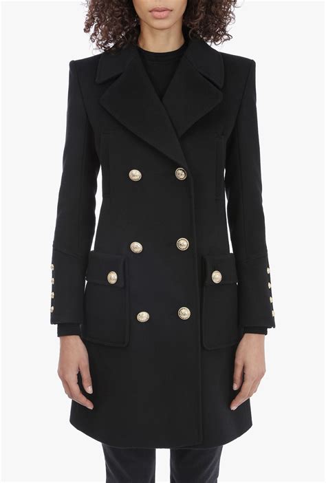 Https Balmain Com Us Ready To Wear Coat Double Breasted Black Wool And Cashmere Coat