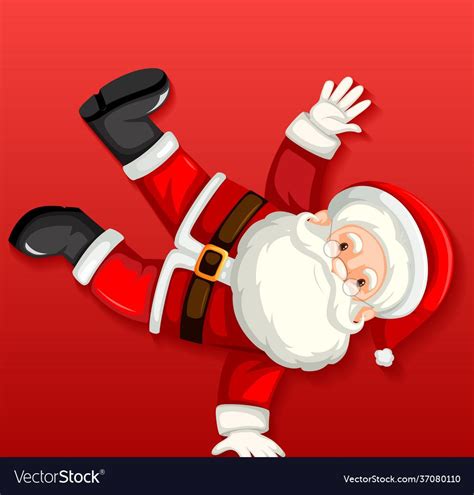 Cute Santa Claus Dancing Cartoon Character On Red Background Illustration Download A Free
