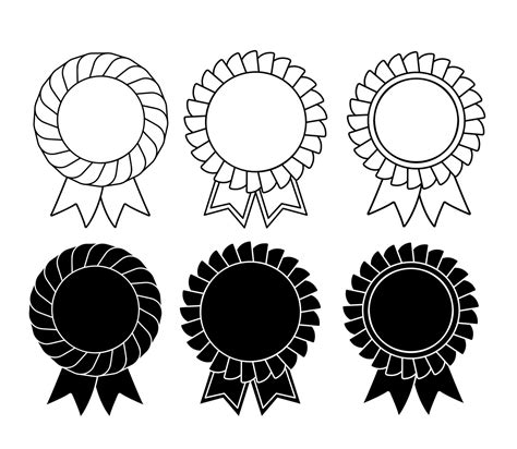 Set Of Line And Filled Medals Icon Blank Template For Decor Vector