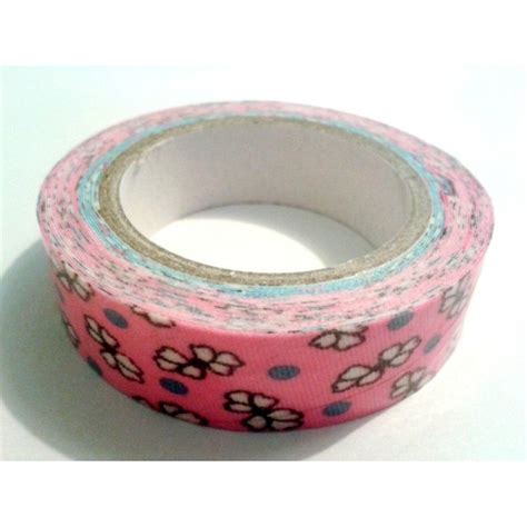 rouleau de masking tape tissu fond rose fleur blanche et pois masking tape creavea