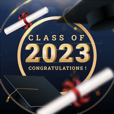 Free Vector Realistic Illustration For Class Of 2023 Graduation