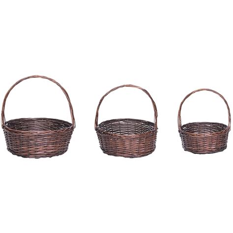 Vintiquewise 18 In W X 7 In H X 7 In D Brown Natrual Wicker Stackable