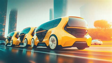 Futuristic Electric Car Autonomous Taxi Car In A Near Future