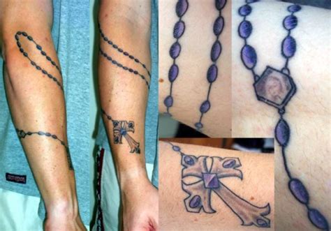 The black and white rosary inked around wrist is simple. 57 Impressive Rosary Wrist Tattoos Design