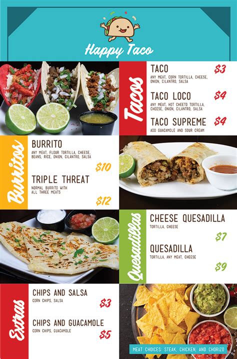 Tacos are ordered a la carte and served family style on house made corn tortillas. Menu | Happy Taco