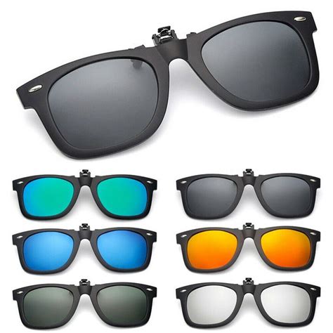 Polarized Flip Up Clip On Sunglasses Black 100% UV Protection Fishing