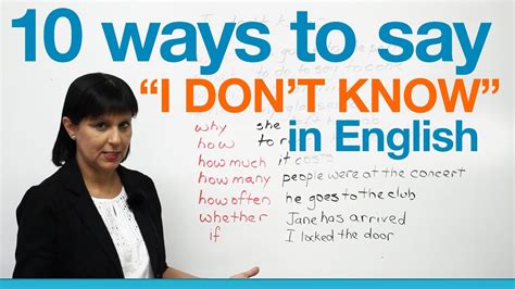 10 Ways To Say I Dont Know In English Youtube