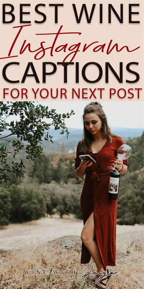 The Best Wine Instagramn Captions For Your Next Post With An Image Of A Woman In A Red Dress