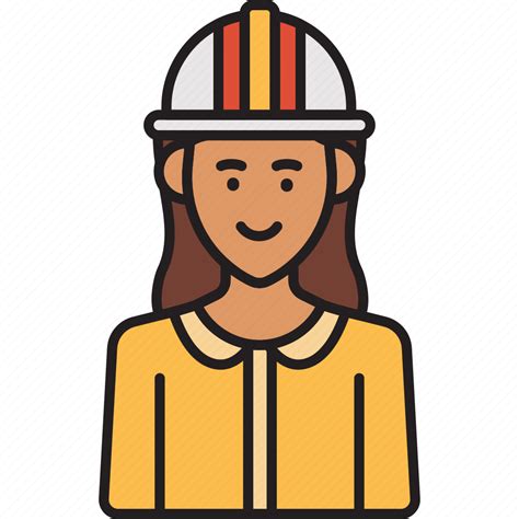 Engineer Female Construction Helmet Professional Woman Icon