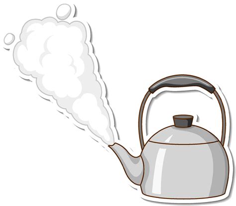 A Sticker Template Of A Kettle With Boiling Water Isolated 3100458