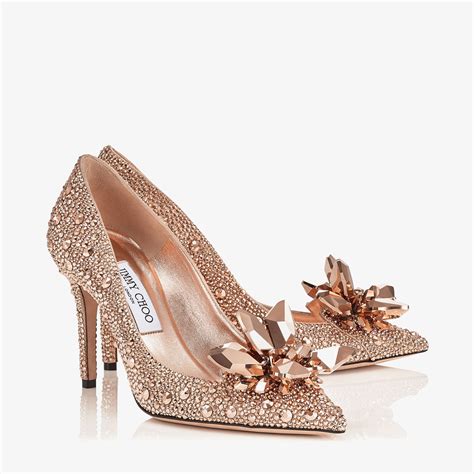 Rose Gold Crystal Covered Pointy Toe Pumps Alia Pre Fall Jimmy