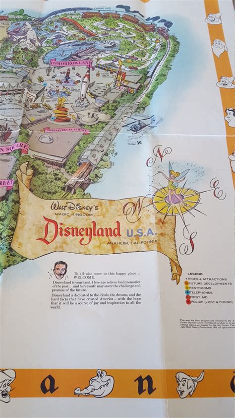 1958c Vintage Original Disneyland Wall Map C Version Disney Guide Map
