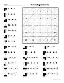 Use the correct order of operations to determine each answer. Order of Operations color worksheet #2 by Aric Thomas | TpT
