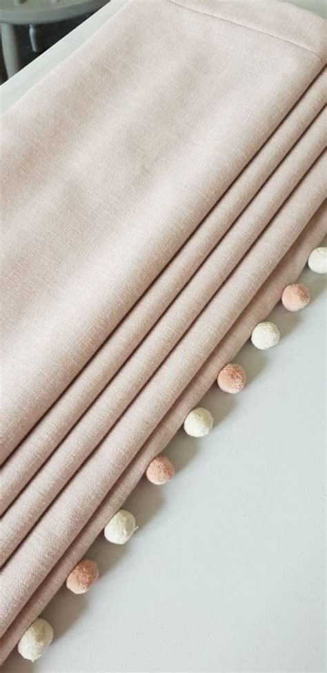 Contact us today and choose from a wide range of styles and fabrics to match your taste. Blush Roman blind with pompoms, blush interiors, pompom ...