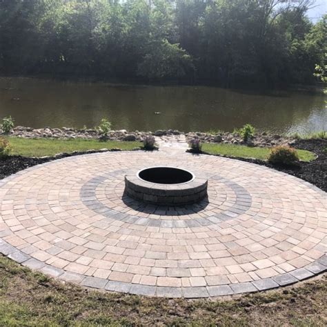 Brick Paver Circle Fire Pit And Patio Rochester Hills Michigan Paver