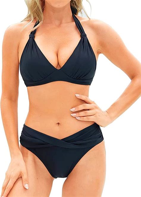 Women Two Piece Bathing Suits Push Up Bikini Set Halter Swimsuit Wf Shopping